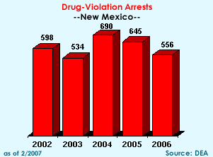 Drug Violation Arrests in New Mexico, 2002-2006